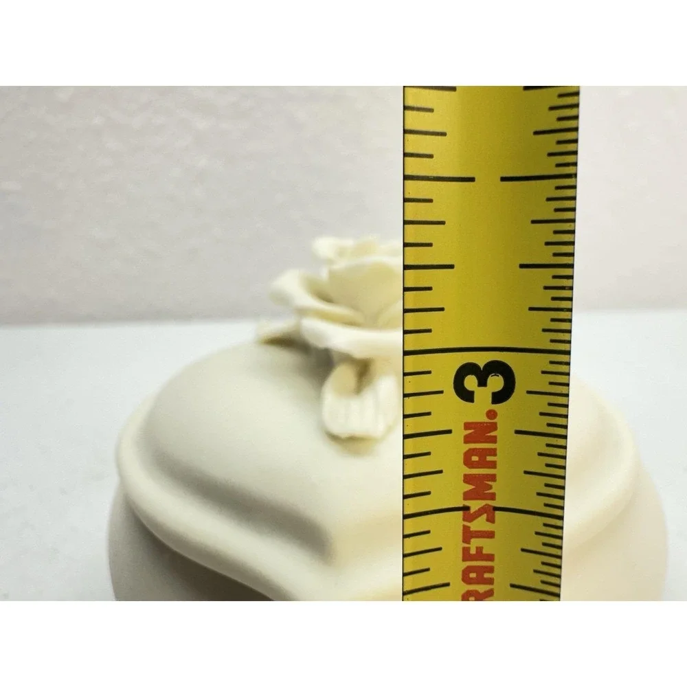 Vintage Albert Price Heart Trinket Box Ivory Rose Bisque Procelain Jewelry Taiwa